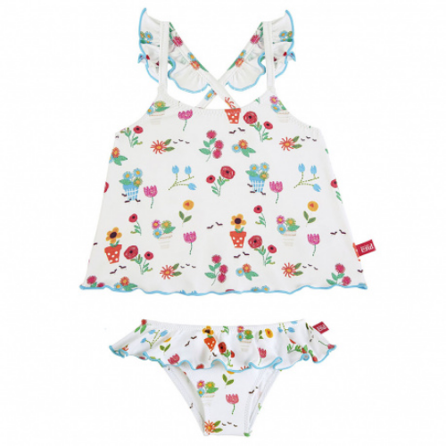 Gardening tankini with flounce