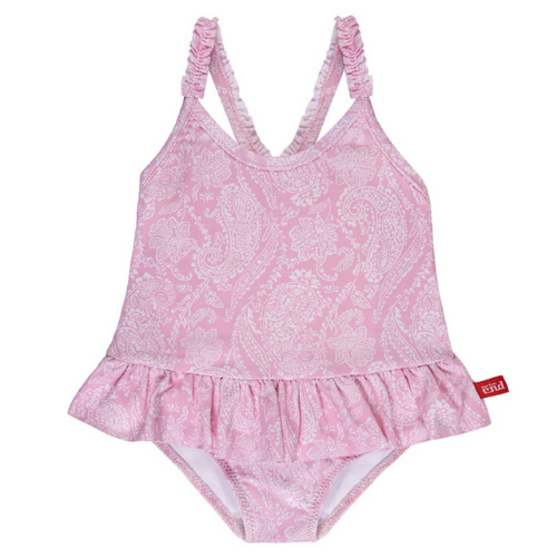 Pink Ballerina swimsuit with waist flounce skirt