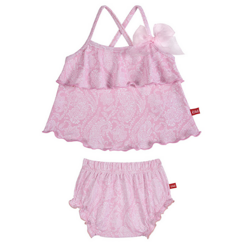Baby Pink Ballerina tankini with swim diapers.