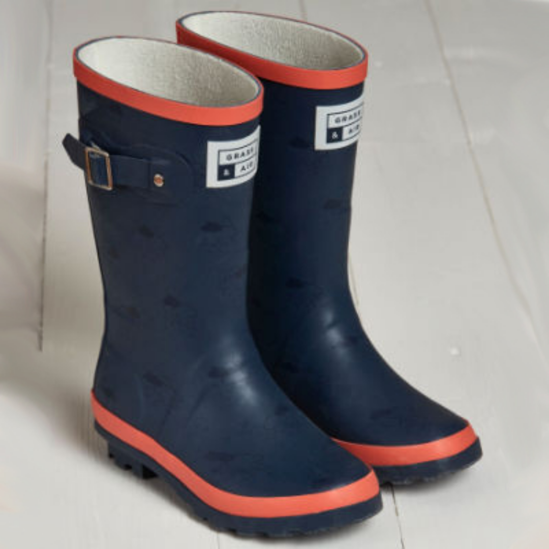 Junior Adventure boots with bag - Navy/ coral