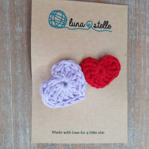Hearts lilac/red Small Hair Clip