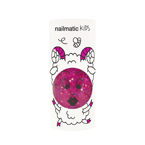 Water-based nail polish for kids - Sheepy - clear raspberry glitter