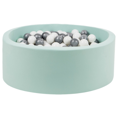 Organic Cotton Mint Ball Pit with 200 (Silver/White) Balls