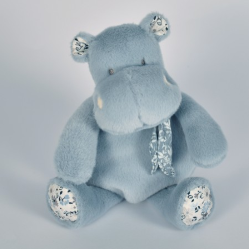 Soft Blue Hippo with Bandana 22cm