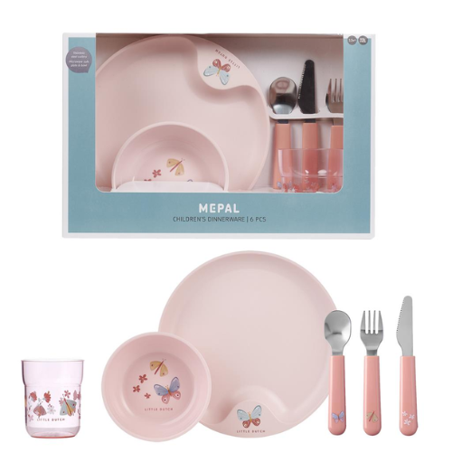 Children's dinnerware 6-piece set - Flowers & Butterflies