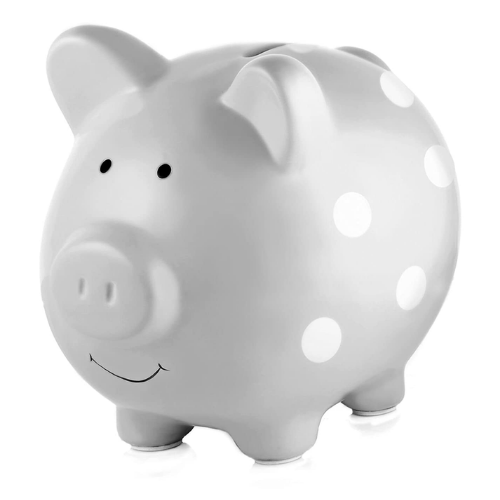 Piggy Bank Polka Dot - Grey