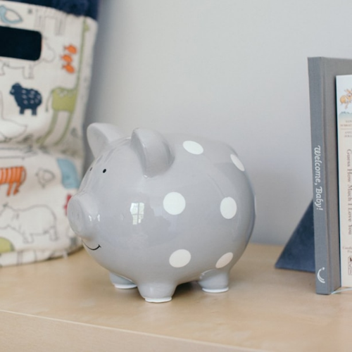 Piggy Bank Polka Dot - Grey