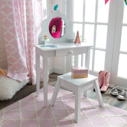 Medium Vanity & Stool – White