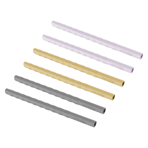 Silicone Straw 6-pack Mix (Grey/Yellow/Lilac)