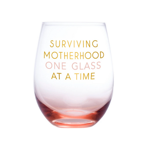 Motherhood wine glass "Surviving motherhood one glass of wine at a time"
