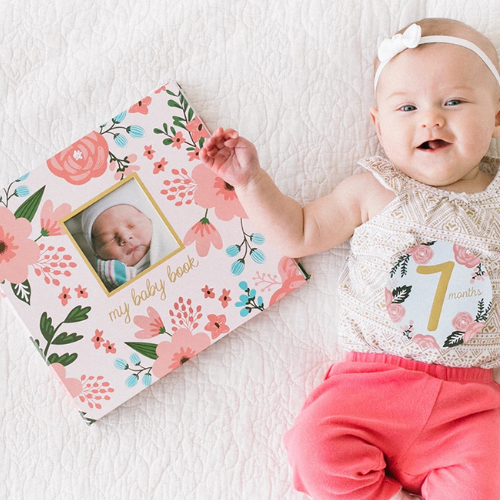Floral Baby's Memory Book And Sticker Set