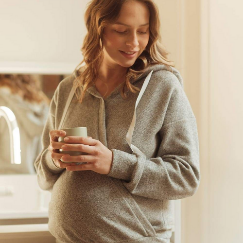 Maternity And Nursing Hoodie Sweet Home Grey