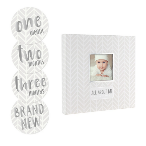 Herringbone Baby's Memory Book and Sticker Set