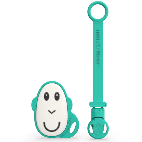 GREEN FLAT FACE TEETHER & SOOTHER CLIP SET