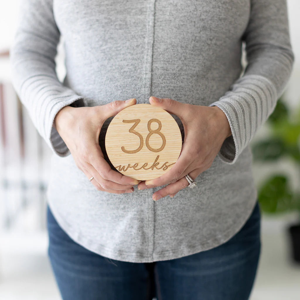 Wooden Pregnancy Photo Cards