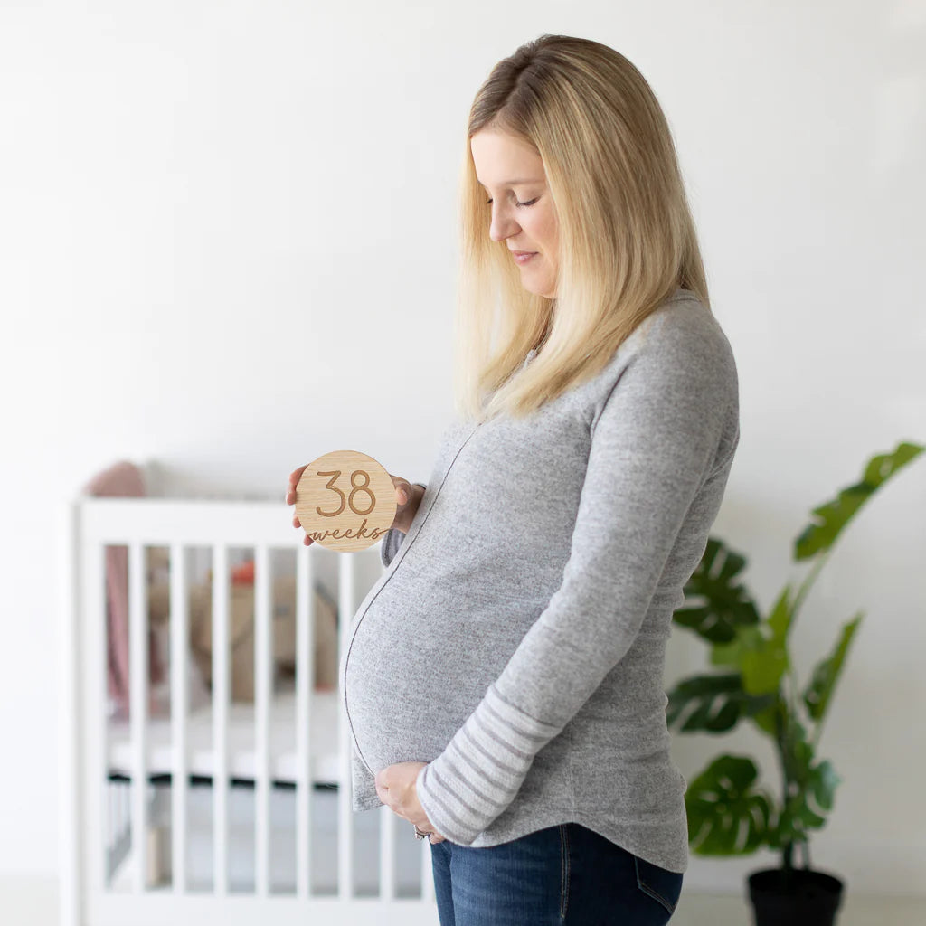 Wooden Pregnancy Photo Cards