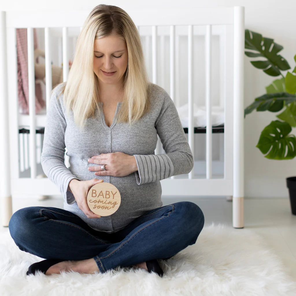 Wooden Pregnancy Photo Cards