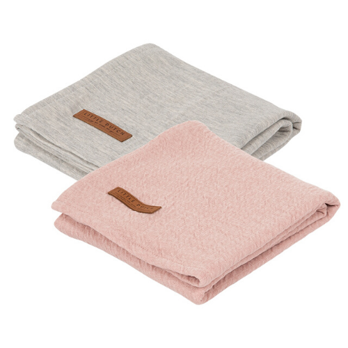 Muslin cloths 70 x 70 Pure Pink/Grey (set of two)