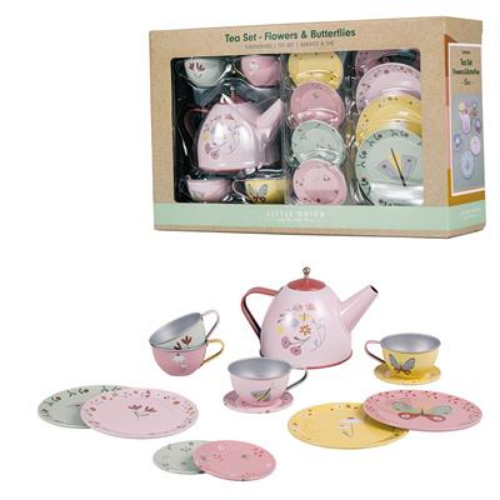 Tin tea set Flowers & Butterflies