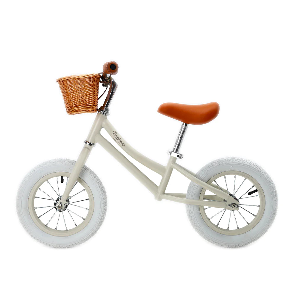 Ivory White Balance Bike with helmet