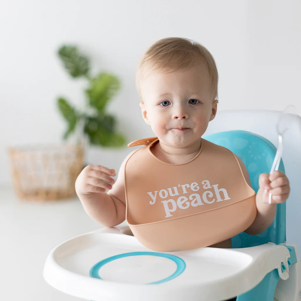 You're Peach Silicone Baby Bib Set