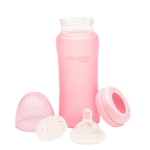 Glass Bottle 300 ml Silicone Coated Rose Pink