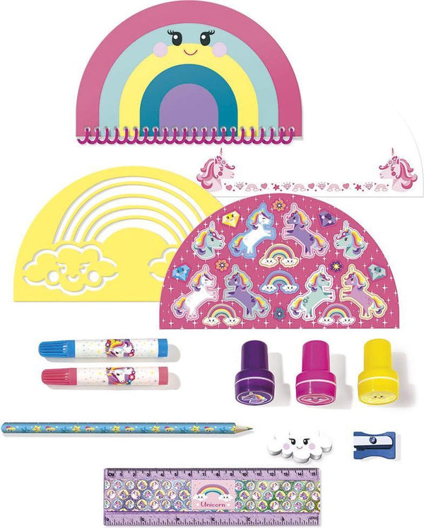 Totum Unicorn junior stationery case drawing and coloring - 13-piece unicorn theme gift tip