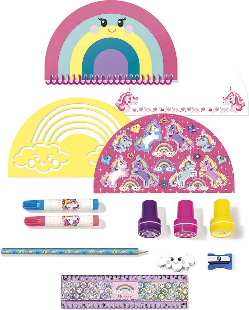 Totum Unicorn junior stationery case drawing and coloring - 13-piece unicorn theme gift tip