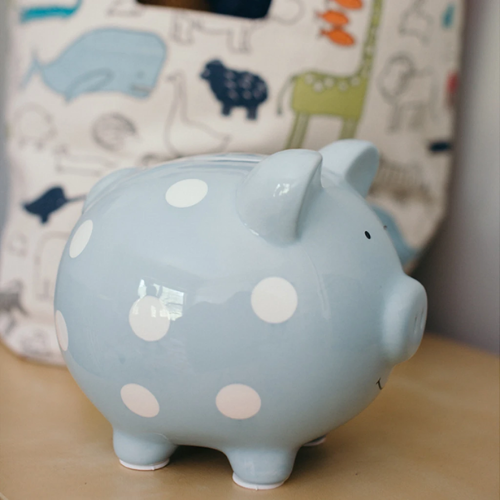 Piggy Bank Polka Dot - Blue