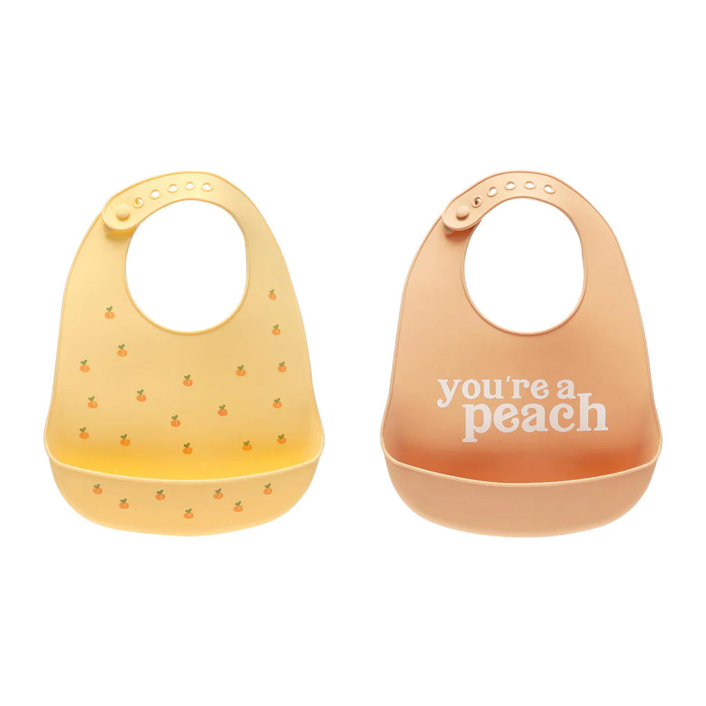 You're Peach Silicone Baby Bib Set