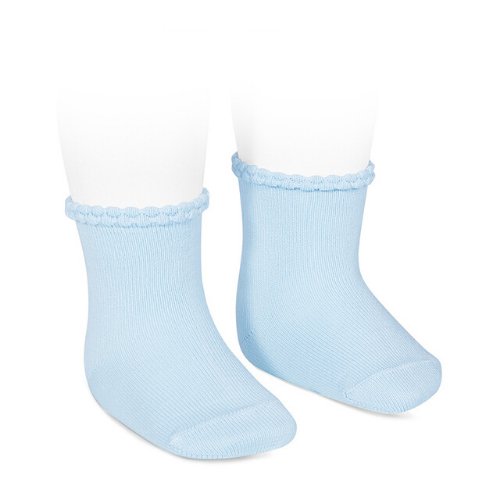Short Socks With Openworked Cuff  - Baby Blue