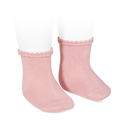 Short Socks With Openworked Cuff - Pale Pink