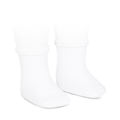 Short Socks With Openworked Cuff - White