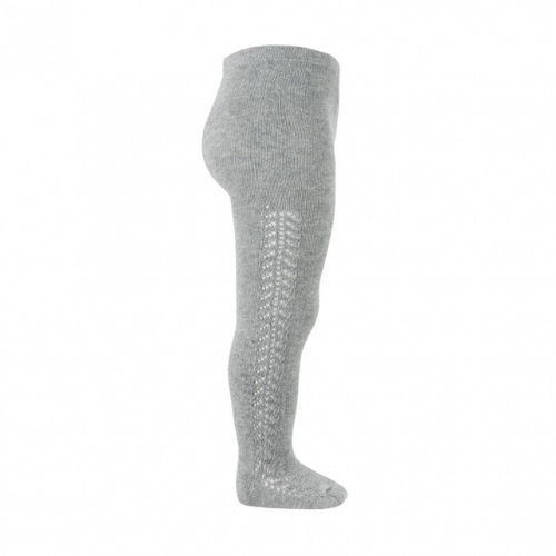 Side Openworked Warm Tights - Aluminium
