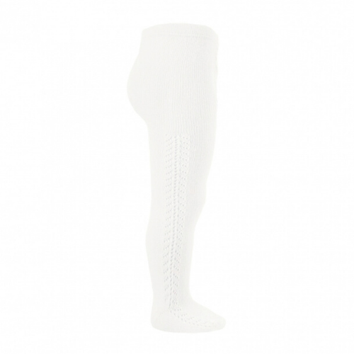 Side Openwork Warm Tights - White