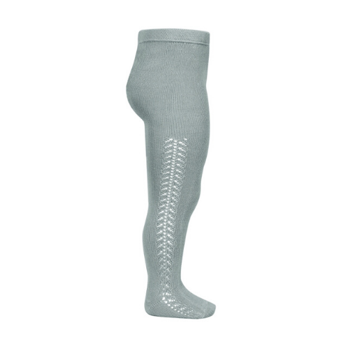 Side Openworked Warm Tights - Dry Green