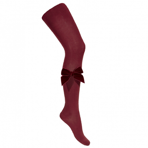 Side Velvet Bow Tights - Granate