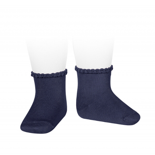 Short Socks With Openworked Cuff - Navy