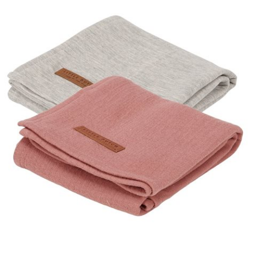 Muslins Cloths 70 x 70 Pure Grey / Pure Pink Blush (set of two)