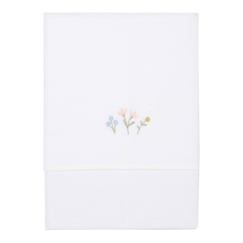 Cot Sheet Embroided Flowers & Butterflies