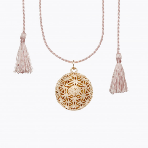 Flower Of Life Pregnancy Necklace On Cord - Pink Gold