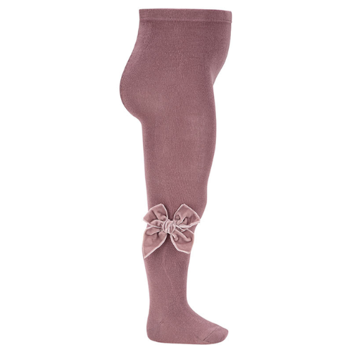 Side Velvet Bow Tights - Iris