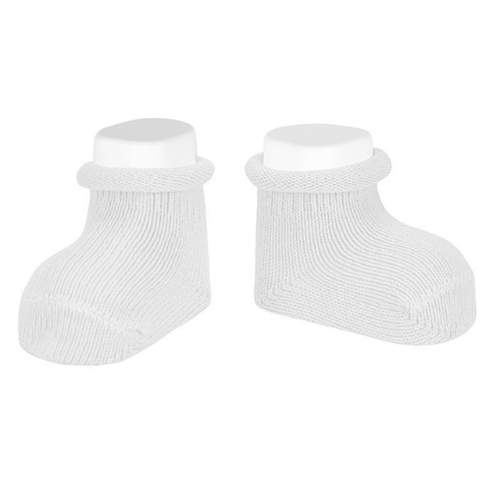 Baby warm socks with rolled-cuff - White