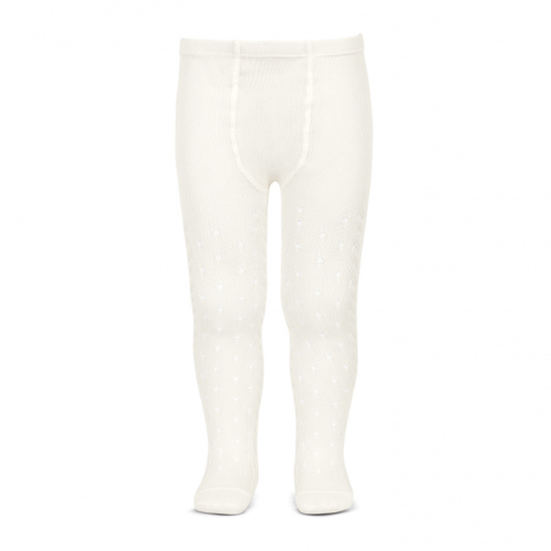 Perle cotton openwork tights - Beige