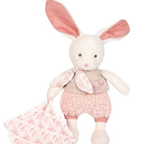 Ecru Soft Bunny with pink comforter in organic cotton